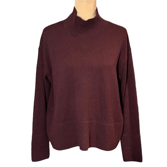 Everlane Cashmere Sweater Sz.M Brown Funnel Neck Oversized Boxy Minimalist - Picture 1 of 11